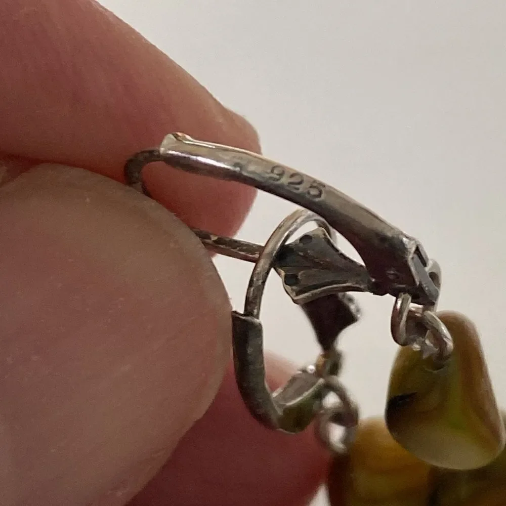Sterling silver/green mother of pearl earrings